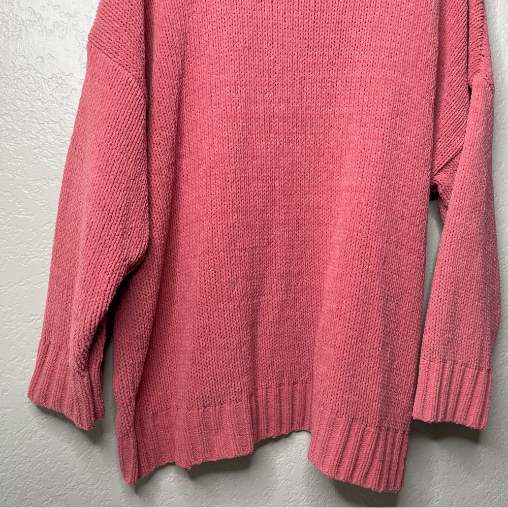 Aerie Women’s V Neck Oversized Thick Soft Knit Pink Sweater - Picture 7 of 9